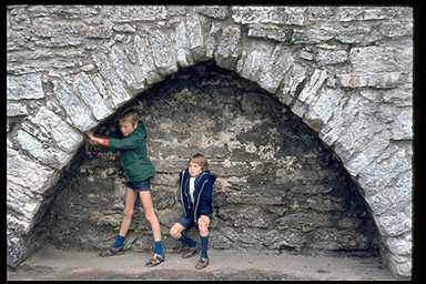 Picture of me and my sister - wearing sandals and socks...