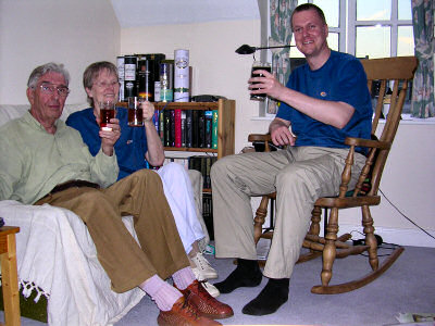 Picture of my parents and me enjoying a beer