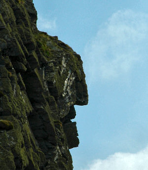 Picture of a rock formation looking like a human face