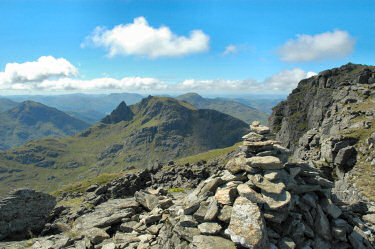 Picture of a view over a peculiar shaped mountain