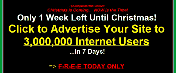 Screenshot of the spam saying Christmas is one week away