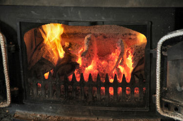 Picture of a fire in a fireplace