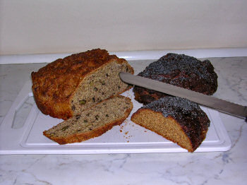 Picture of three breads, some cut open
