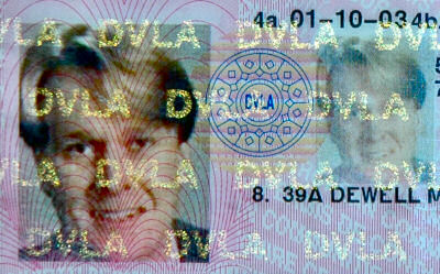 Picture of a part of a UK driving licence