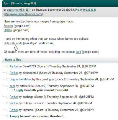 Screenshot of a section of Slashdot