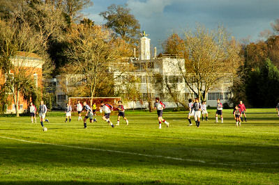 Football game at Marlborough College Picture of a football game in the autumn sunshine