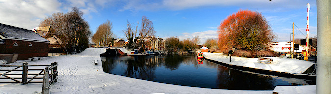 Picture of a canal basin below a lock