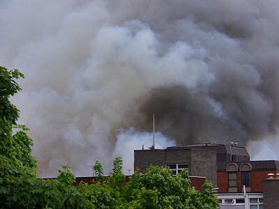 Picture of the smoke rising up from the fire